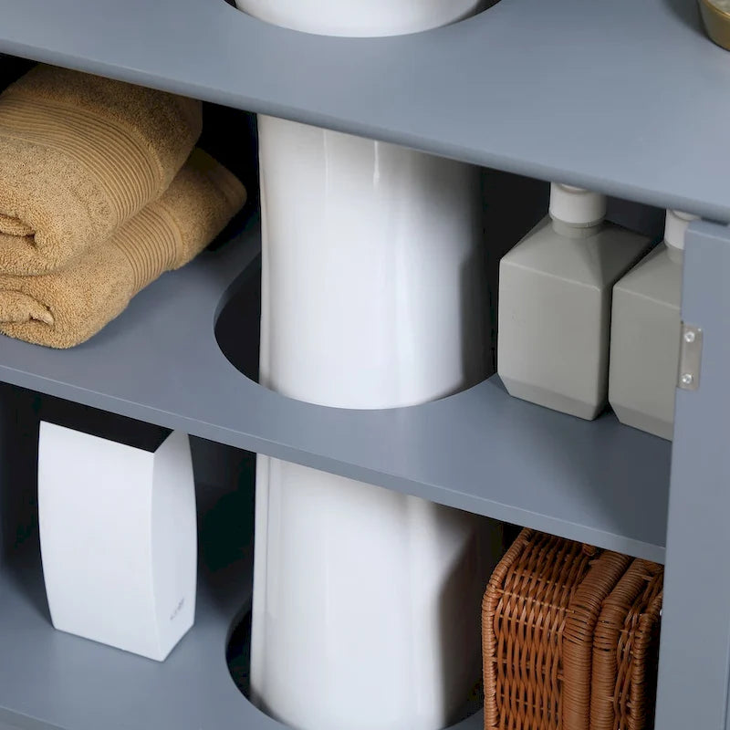 Under Sink Bathroom Cabinet with 2 Doors and Shelf, Pedestal Sink Bathroom Vanity Cabinet, Gray