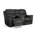 Crew Leather Power Reclining Zero Gravity Loveseat with Console, Power Headrests & Lumbar by Flexsteel