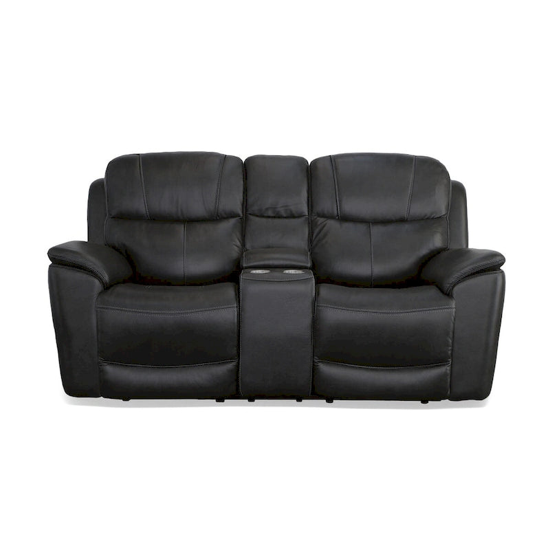 Crew Leather Power Reclining Zero Gravity Loveseat with Console, Power Headrests & Lumbar by Flexsteel