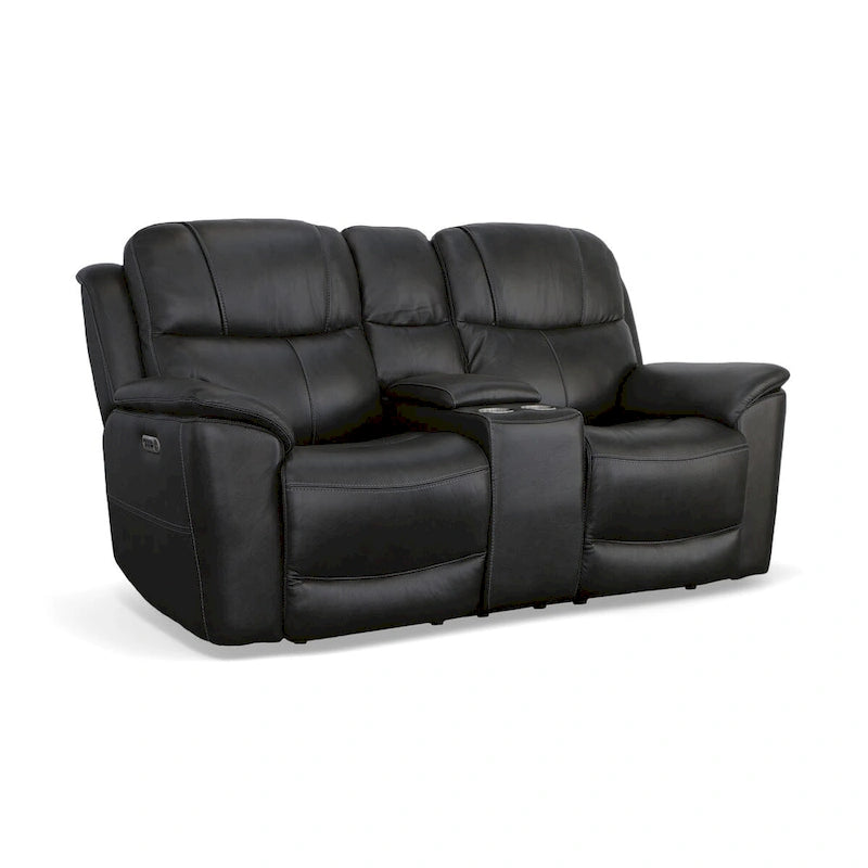 Crew Leather Power Reclining Zero Gravity Loveseat with Console, Power Headrests & Lumbar by Flexsteel