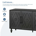 Carved Flower Door Large Storage Cabinet with Metal Handle