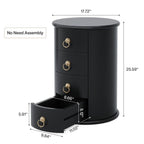 No Assembly Solid Wood End Table, Vintage Round Side Drawers Table