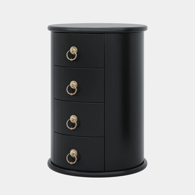 No Assembly Solid Wood End Table, Vintage Round Side Drawers Table