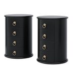 No Assembly Solid Wood End Table, Vintage Round Side Drawers Table