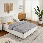 Queen Size Storage Upholstered Hydraulic Platform Bed with Integrated Headboard, Chenille Fabric, Gray