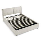 Queen Size Storage Upholstered Hydraulic Platform Bed with Integrated Headboard, Chenille Fabric, Gray
