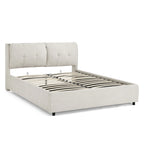 Queen Size Storage Upholstered Hydraulic Platform Bed with Integrated Headboard, Chenille Fabric, Gray