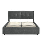 Queen Size Storage Upholstered Hydraulic Platform Bed with Integrated Headboard, Chenille Fabric, Gray