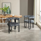 Chenille/Leather Upholstered Contemporary Designed Side Dining Chairsset of 2