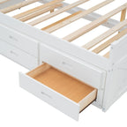 Storage Wooden Bed with Twin Size Trundle and Three Storage Drawers