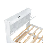 Storage Wooden Bed with Twin Size Trundle and Three Storage Drawers