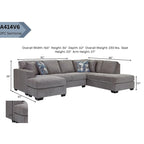 American Furniture Classics Graphite Model A414V6-K2 U Shaped Sectional with 4 Throw Pillows