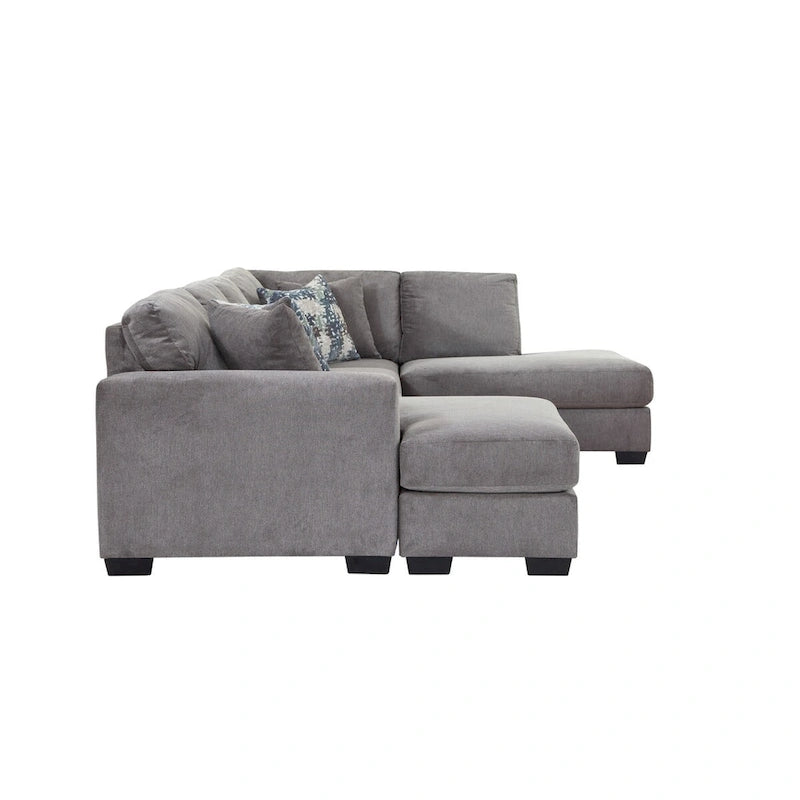 American Furniture Classics Graphite Model A414V6-K2 U Shaped Sectional with 4 Throw Pillows