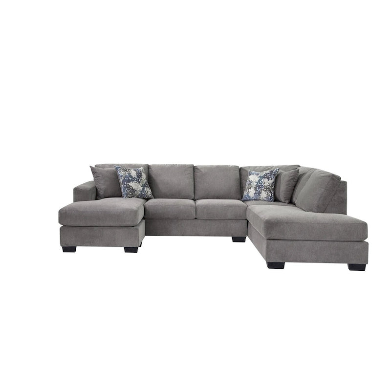 American Furniture Classics Graphite Model A414V6-K2 U Shaped Sectional with 4 Throw Pillows