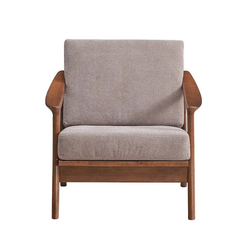 Wooden Accent Chair with Removable Cushion in Light Brown and Brown