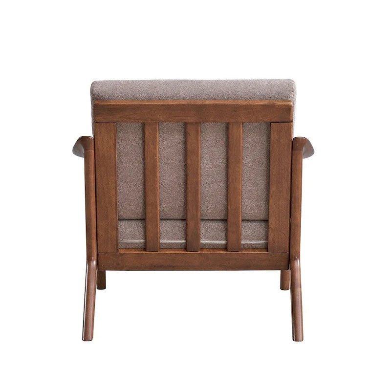 Wooden Accent Chair with Removable Cushion in Light Brown and Brown