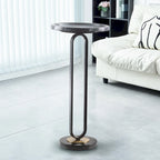 12 Grey Round Marble Metal Marble Pedestal End Table