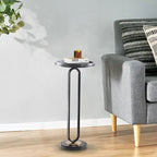 12 Grey Round Marble Metal Marble Pedestal End Table