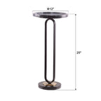 12 Grey Round Marble Metal Marble Pedestal End Table