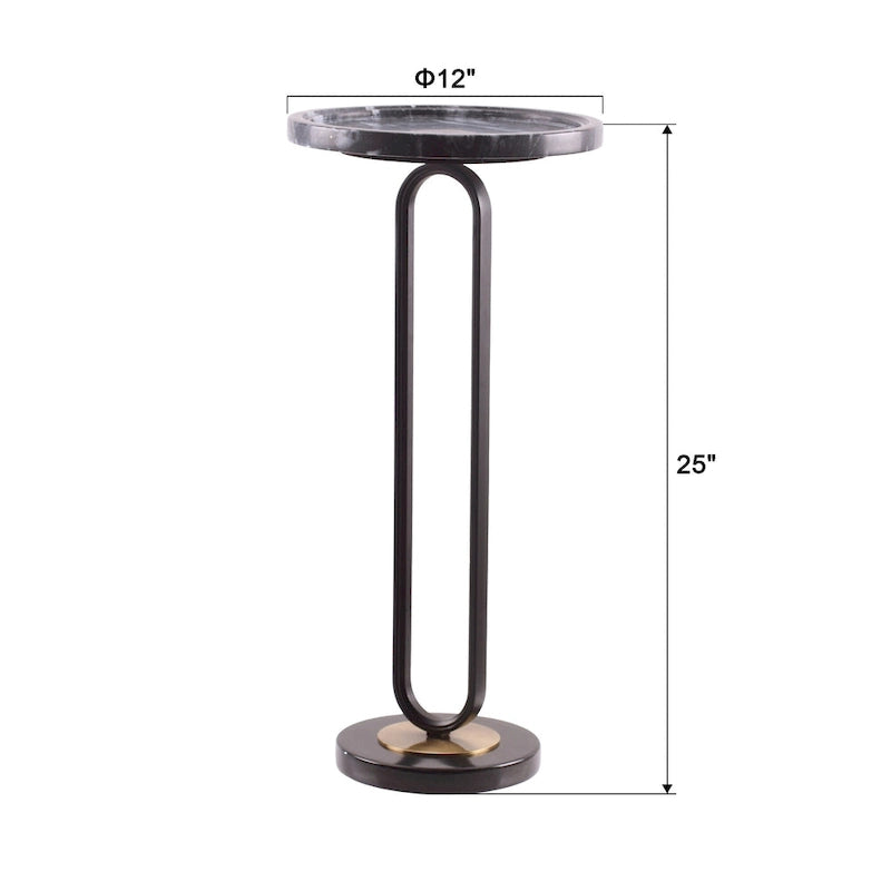 12 Grey Round Marble Metal Marble Pedestal End Table