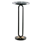 12 Grey Round Marble Metal Marble Pedestal End Table