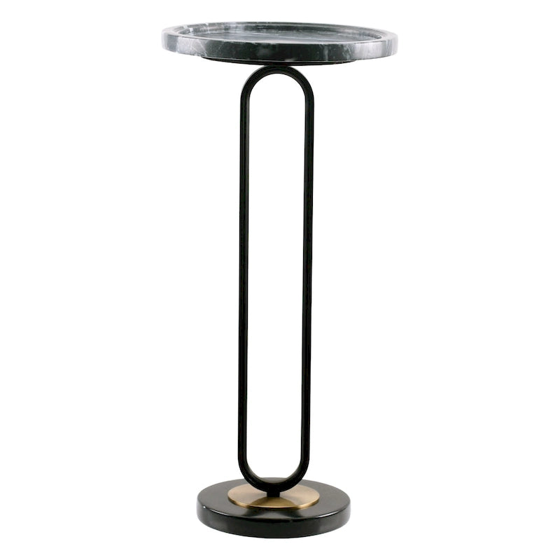 12 Grey Round Marble Metal Marble Pedestal End Table