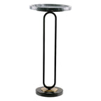 12 Grey Round Marble Metal Marble Pedestal End Table