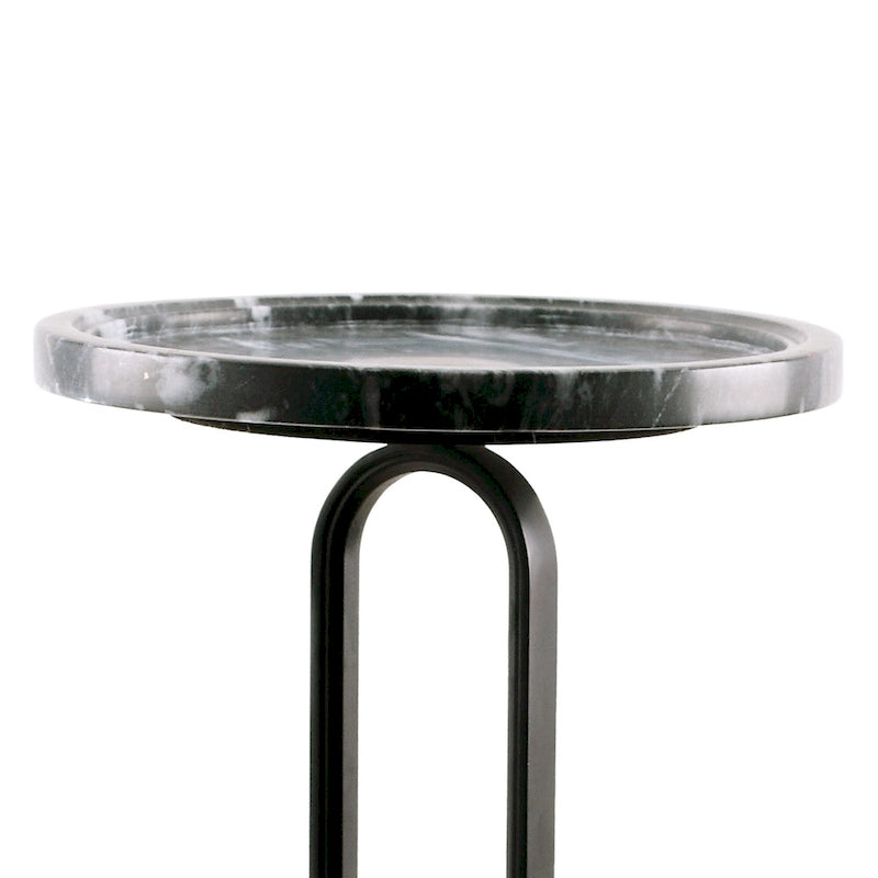 12 Grey Round Marble Metal Marble Pedestal End Table