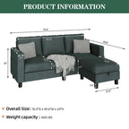 Futzca Convertible Sectional Sofa Couch, L Shaped Couch Sofa